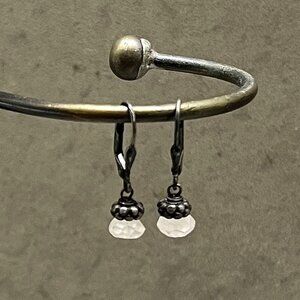 Vtg Sundance Catalog Rose Quartz Crystal Drop Pierced Earrings with Lever Backs